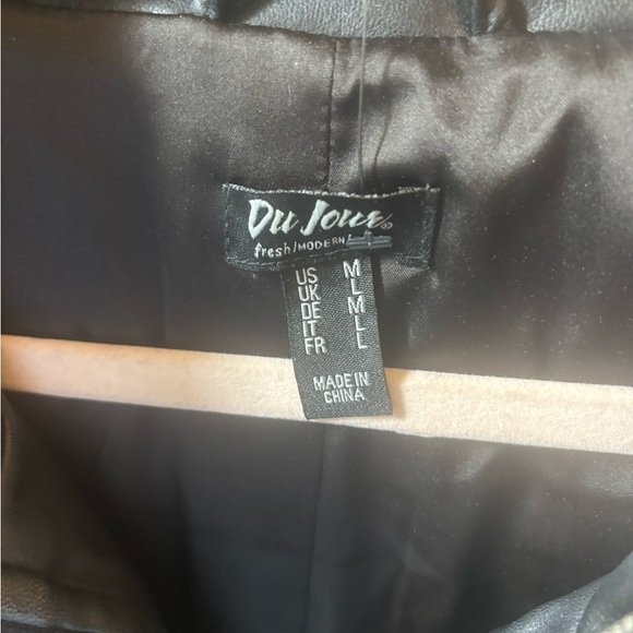 Black Leathef Puffer Jacket - Picture 3 of 4